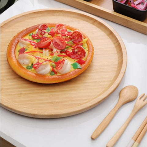 XIMISISE round bamboo tray shows natural warmth for coffee and decor