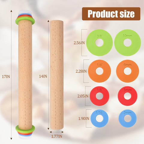 XINBADA 17-inch wooden rolling pin ready for large dough batches.