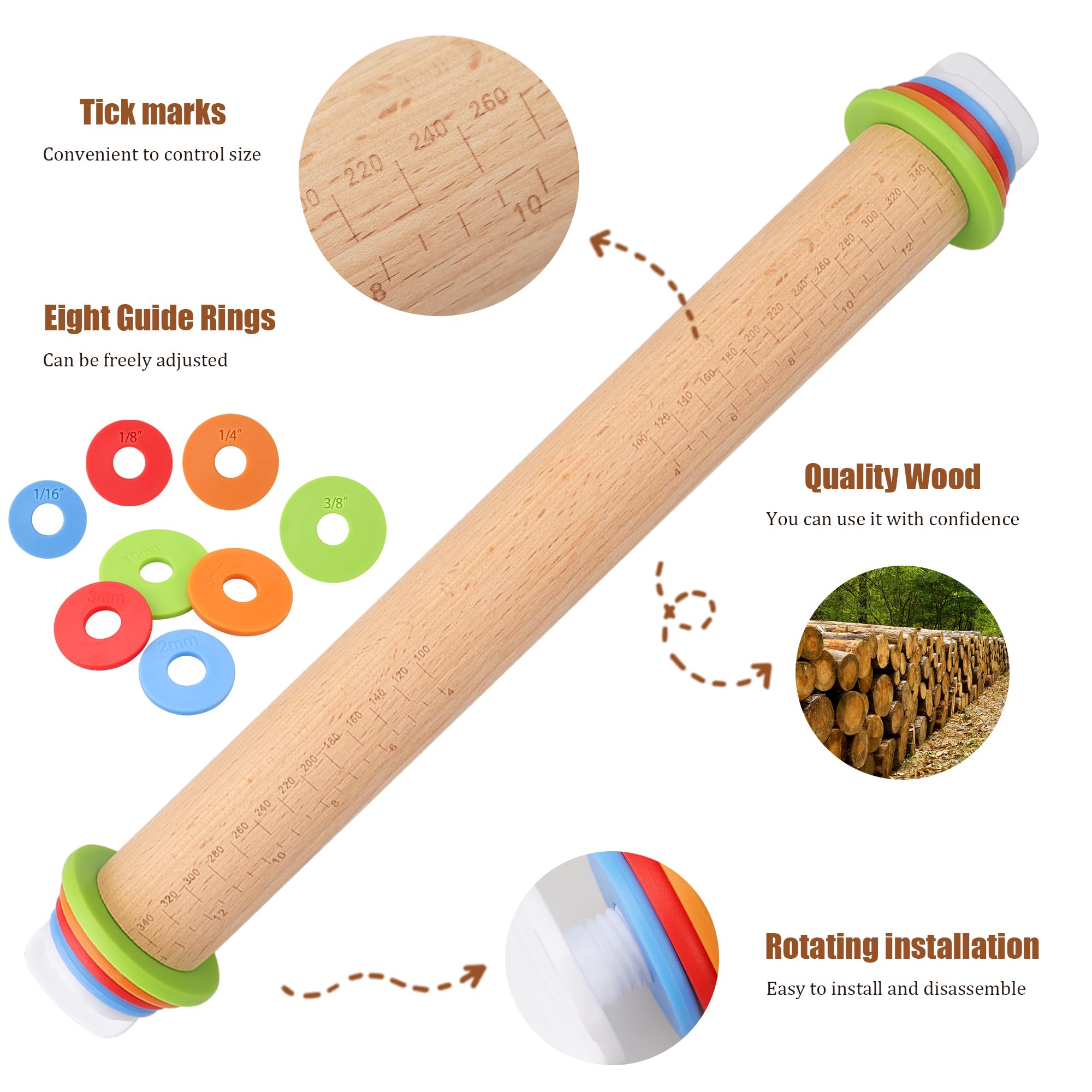 XINBADA smooth hardwood surface reduces sticking without excess flour.