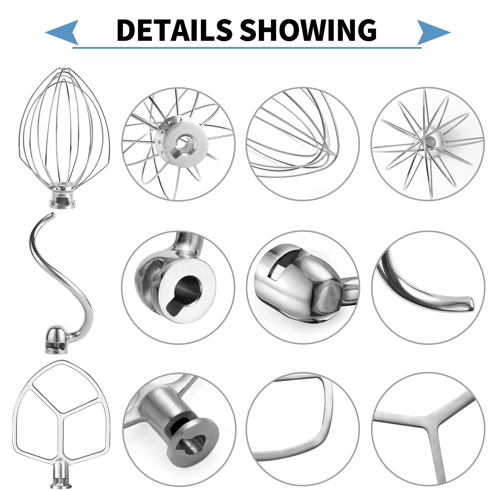 XINBOOGQ 6-wire whisk attachment for KitchenAid, quickly aerates batters.