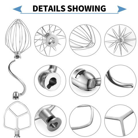 XINBOOGQ 6-wire whisk attachment for KitchenAid, quickly aerates batters.
