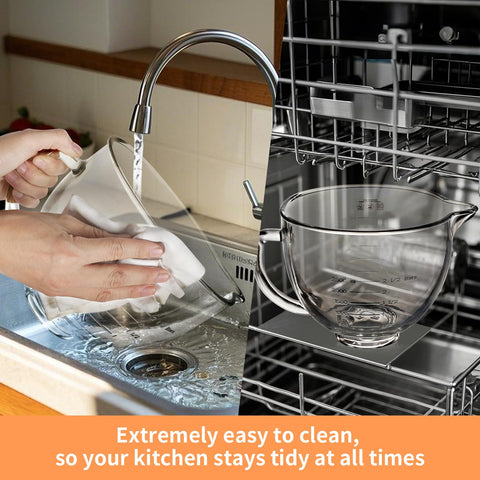 XINBOOGQ dishwasher-safe glass bowl makes cleanup quick and easy after cooking.