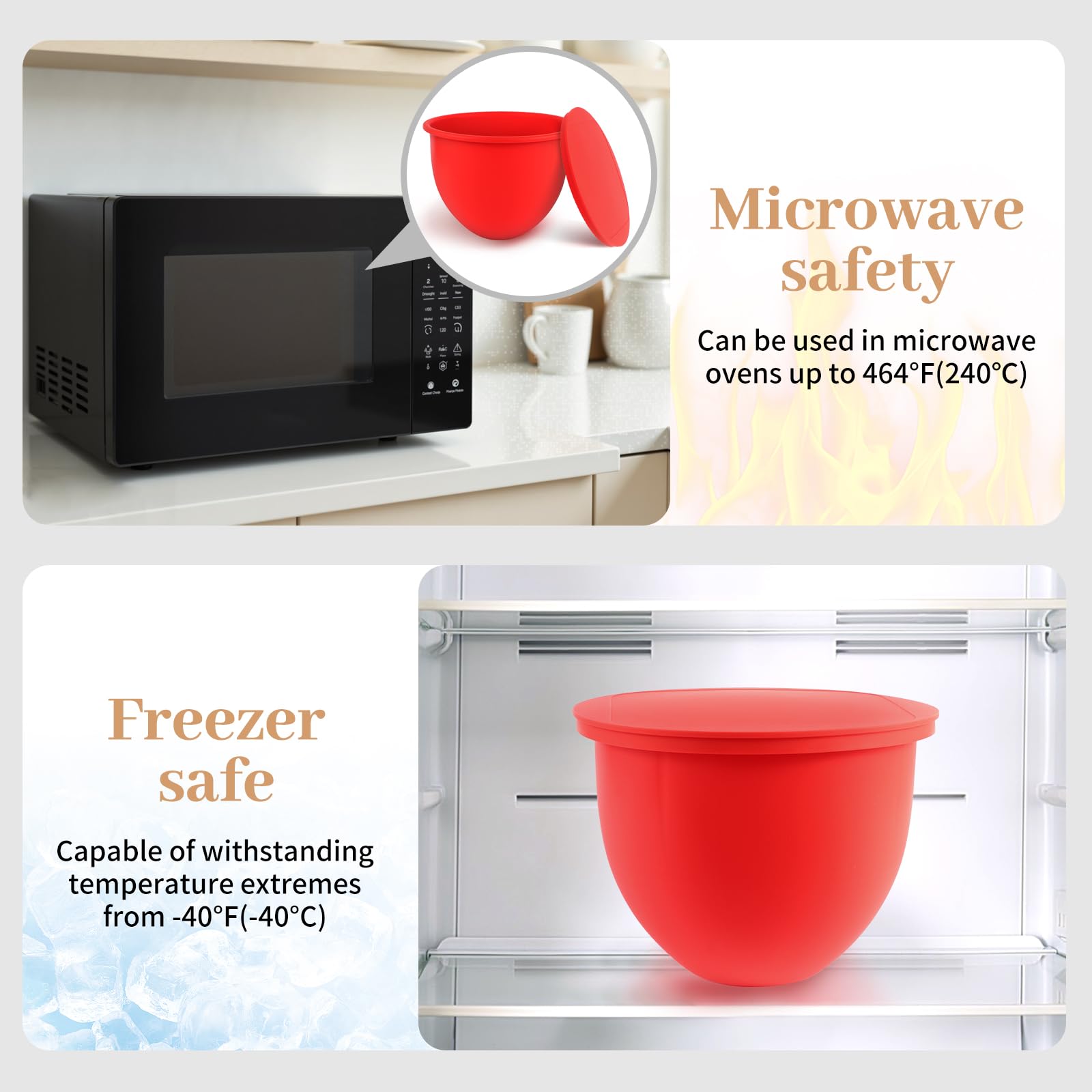 XINBOOGQ microwave and freezer safe silicone bowls for versatile use