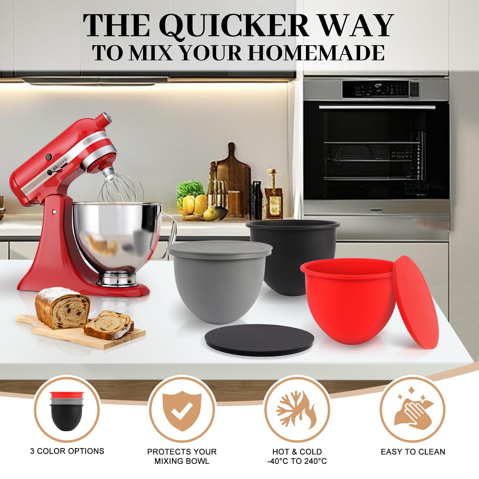 XINBOOGQ shatterproof silicone bowls for durable kitchen prep