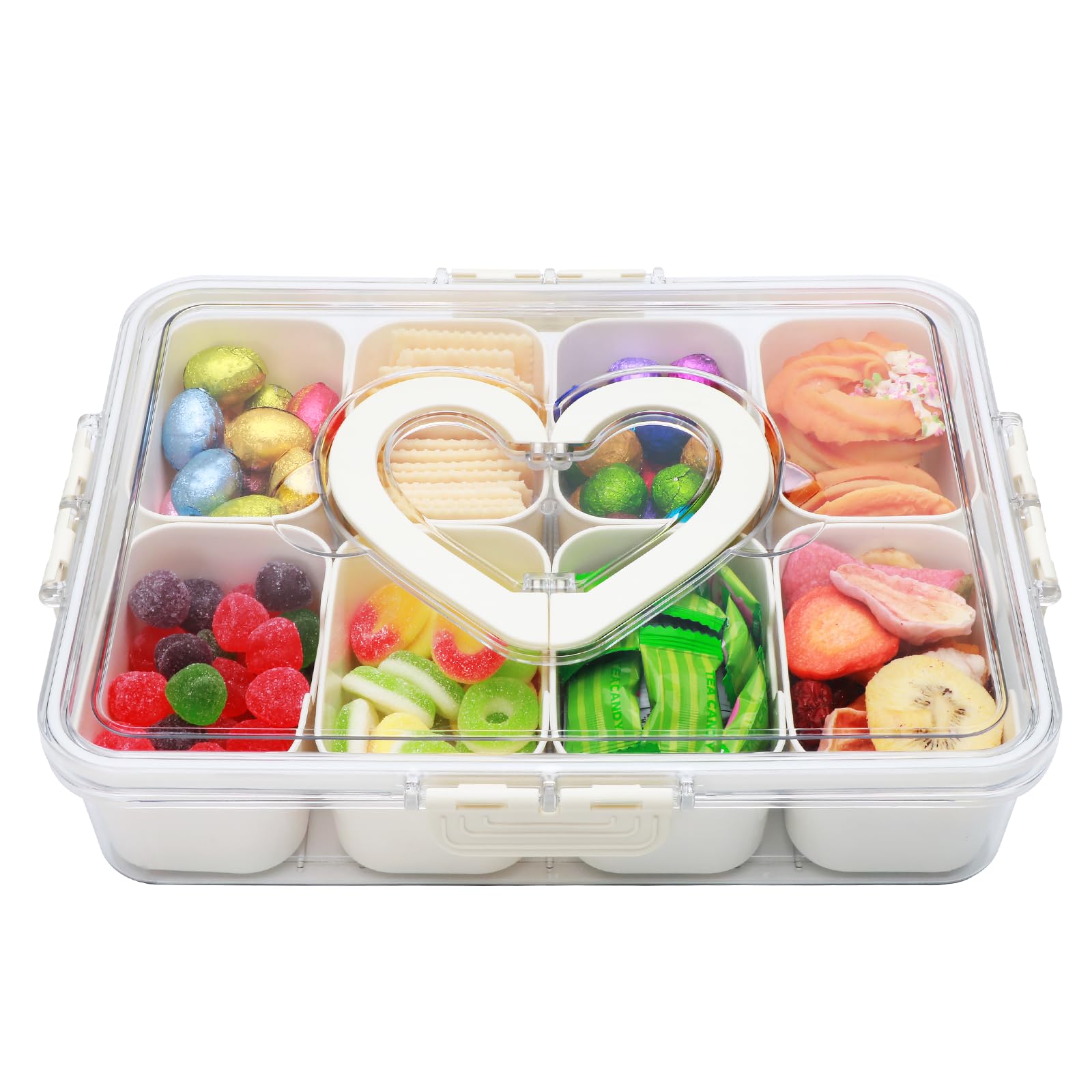 XING-RUIYANG divided snack tray with lid and handle eight compartments keeps snacks neatly organized for on-the-go use
