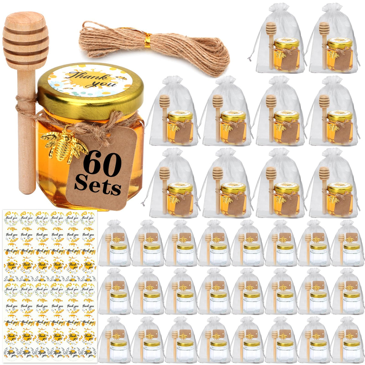 XING-RUIYANG hexagonal honey jar with 1.5 oz capacity for chic wedding favors.