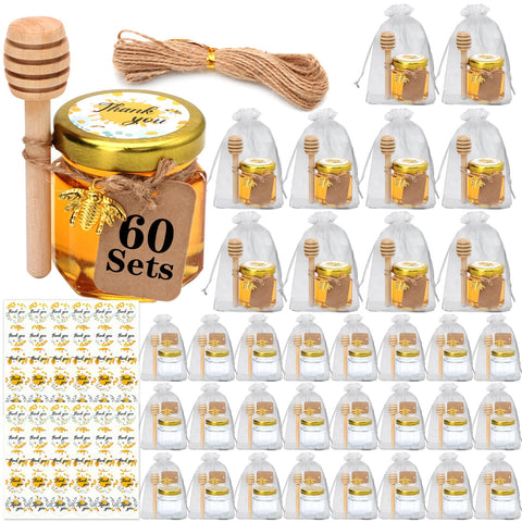 XING-RUIYANG hexagonal honey jar with 1.5 oz capacity for chic wedding favors.