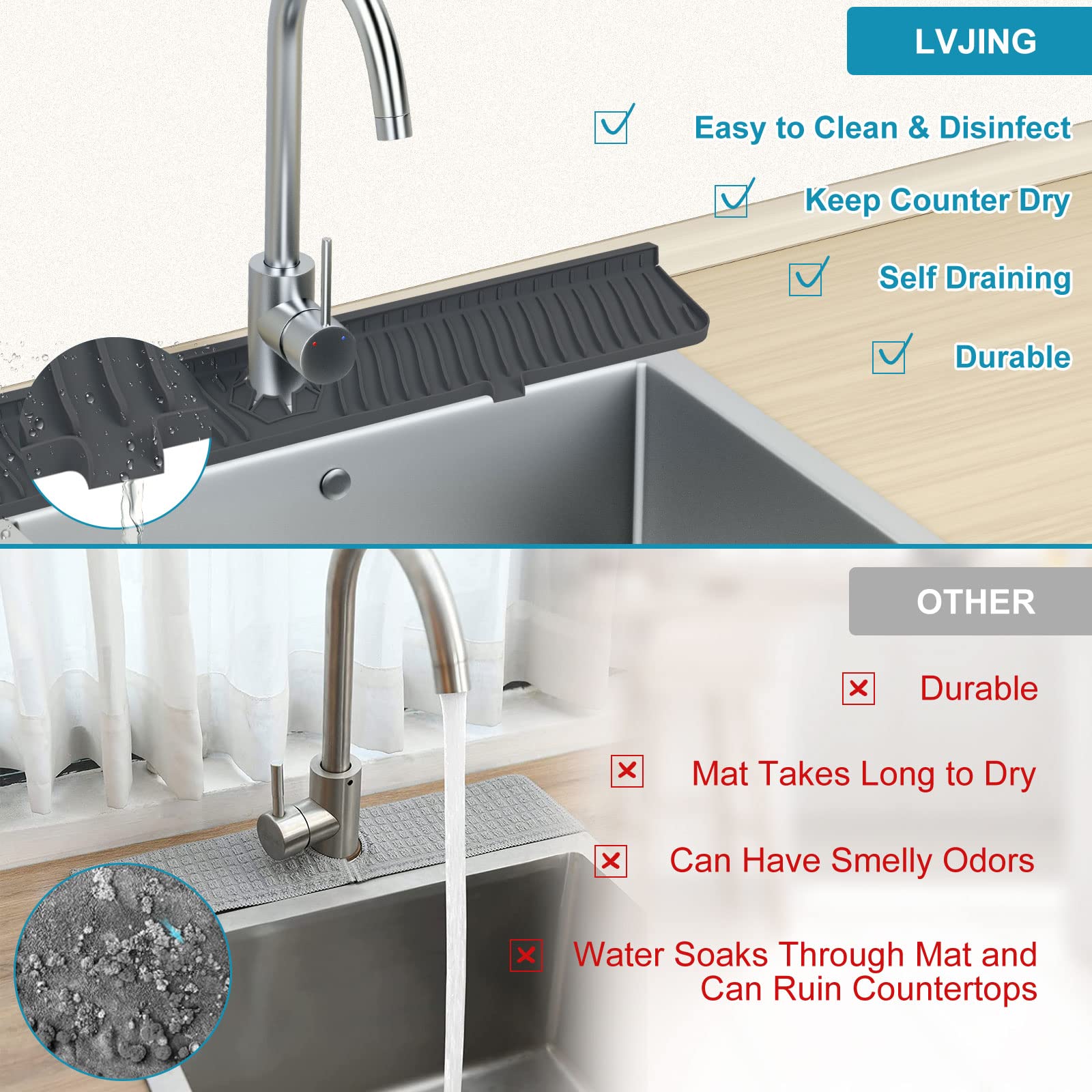 Xingruyu foldable sink pad stores compactly when not in use.