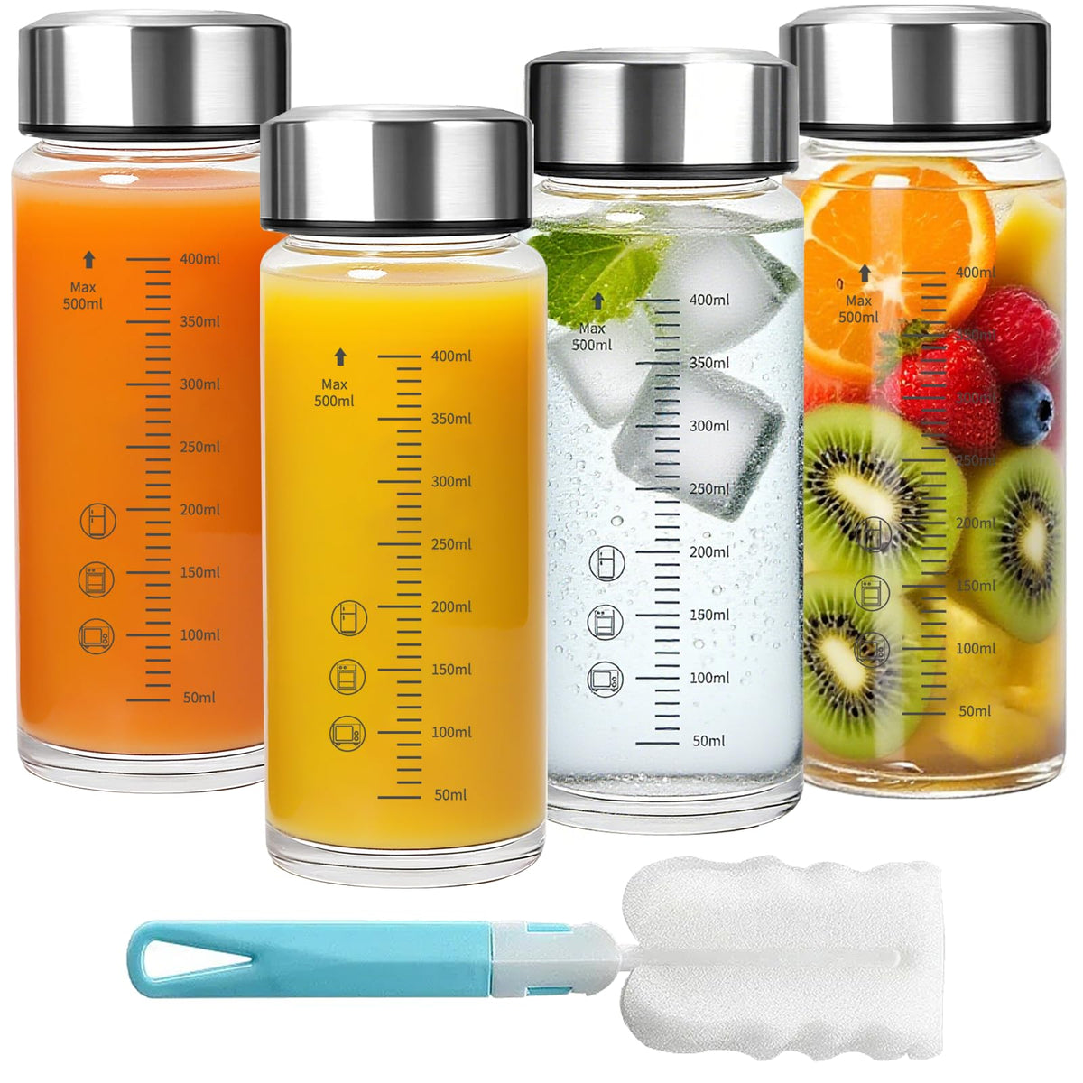 XINHUISHQZ 16oz juice bottle with wide mouth for easy filling and pouring.
