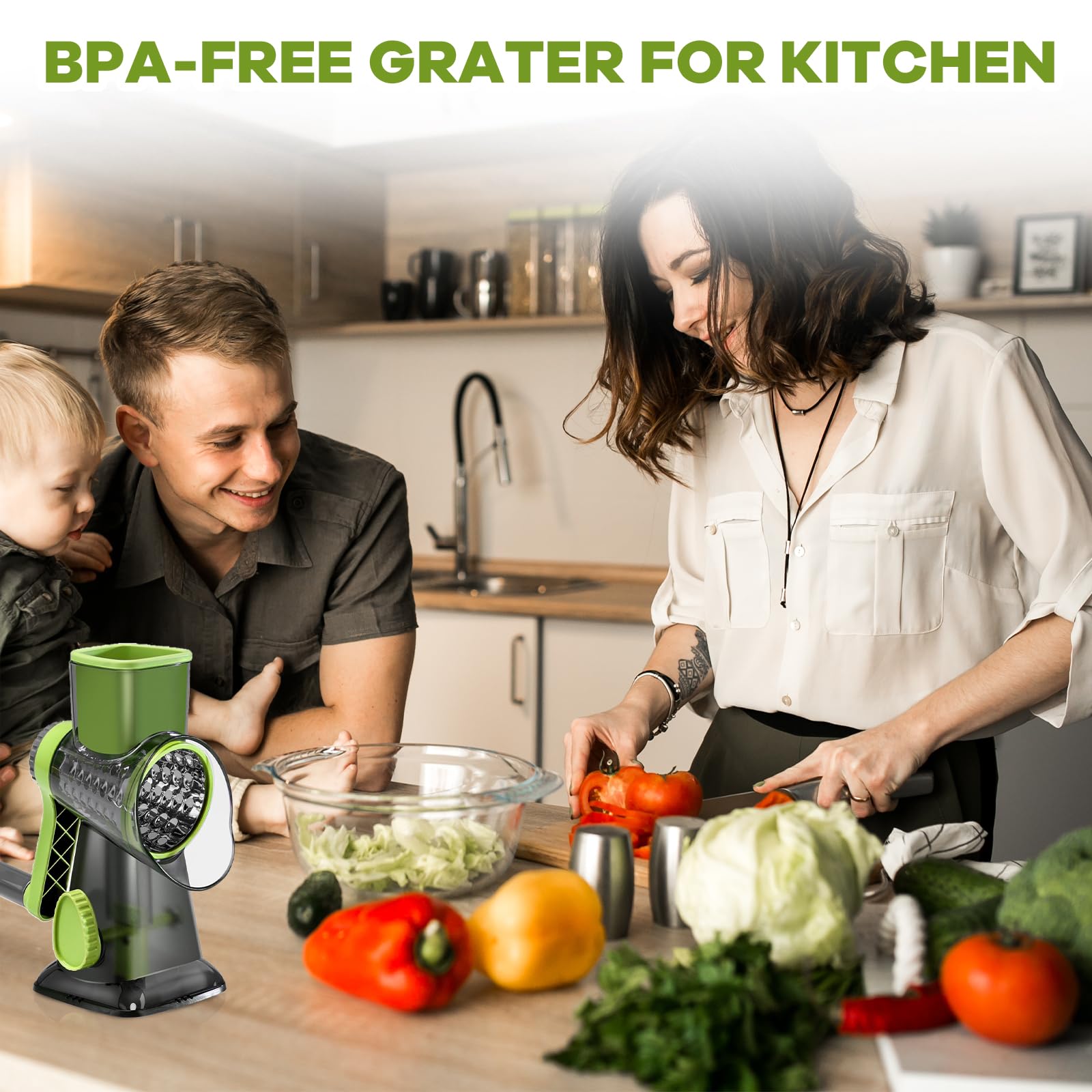 XinM cheese grater ideal for grating cheese, potatoes, nuts, and chocolate.