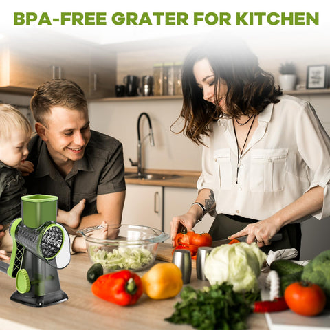 XinM cheese grater ideal for grating cheese, potatoes, nuts, and chocolate.
