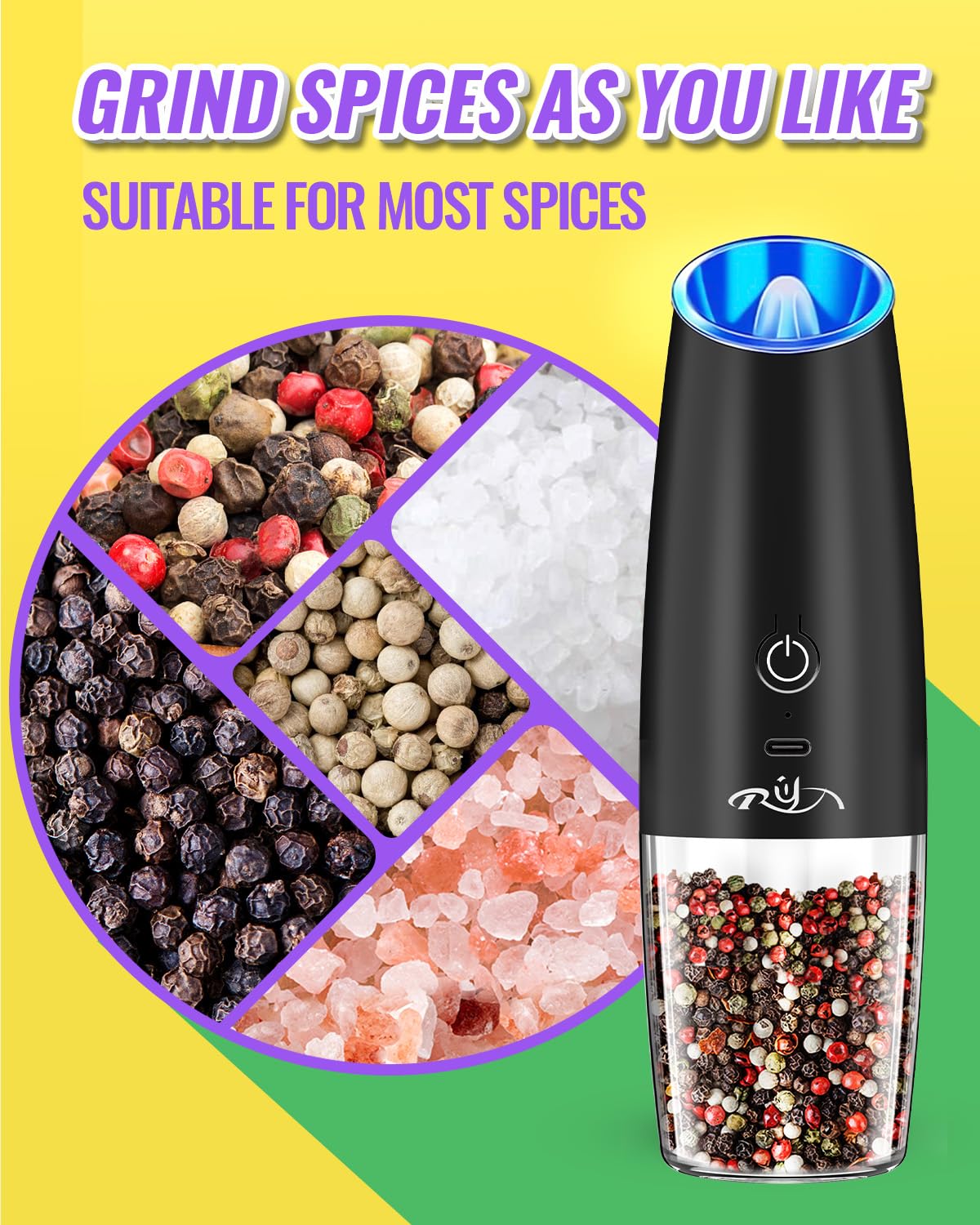 XinXu capacities 170 g salt and 80 g pepper for extended use.