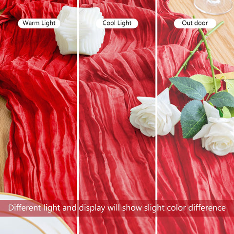 Xiomot candy bar setup gets a stylish touch with red cheesecloth.
