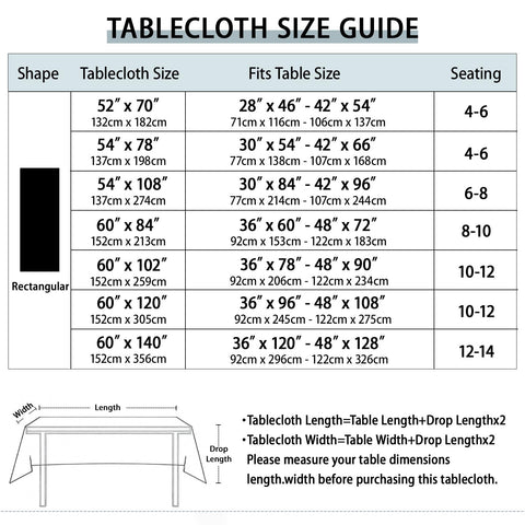 Xirggur 52x70 tablecloth fits mid-size dining tables