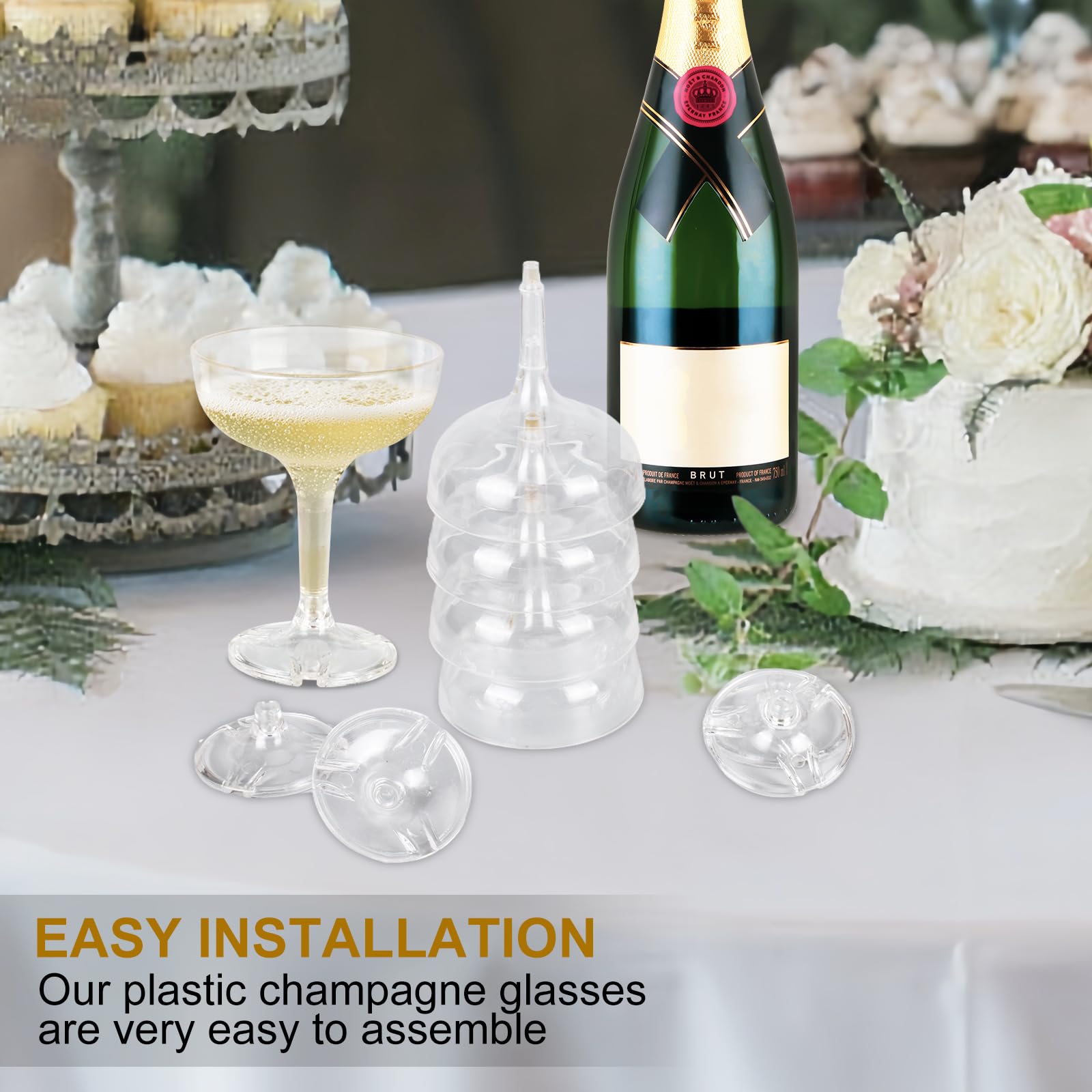 XIRUOXINKEMAO lightweight plastic champagne glasses for celebrations.
