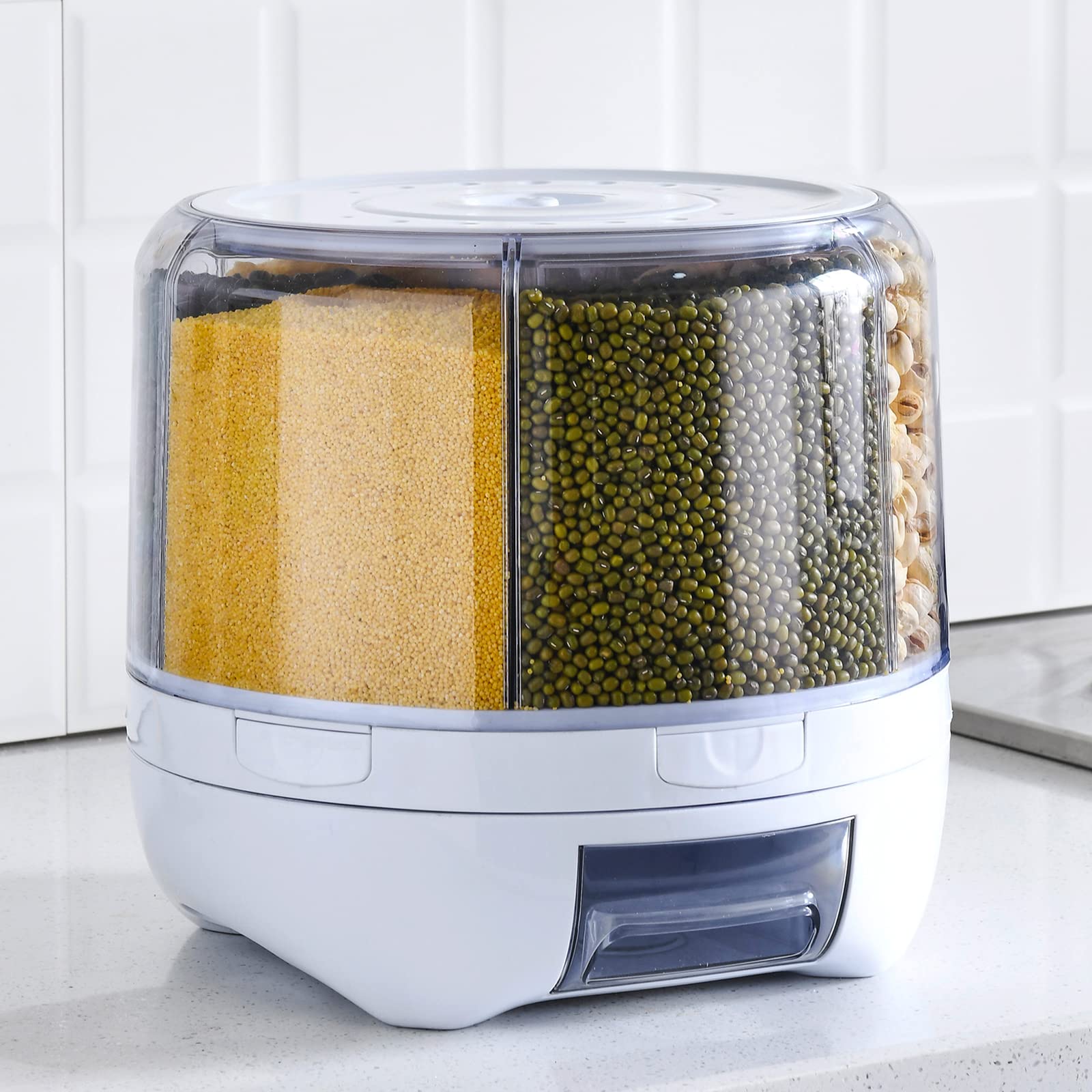 XIYAO grain dispenser showing 360° rotation for easy access