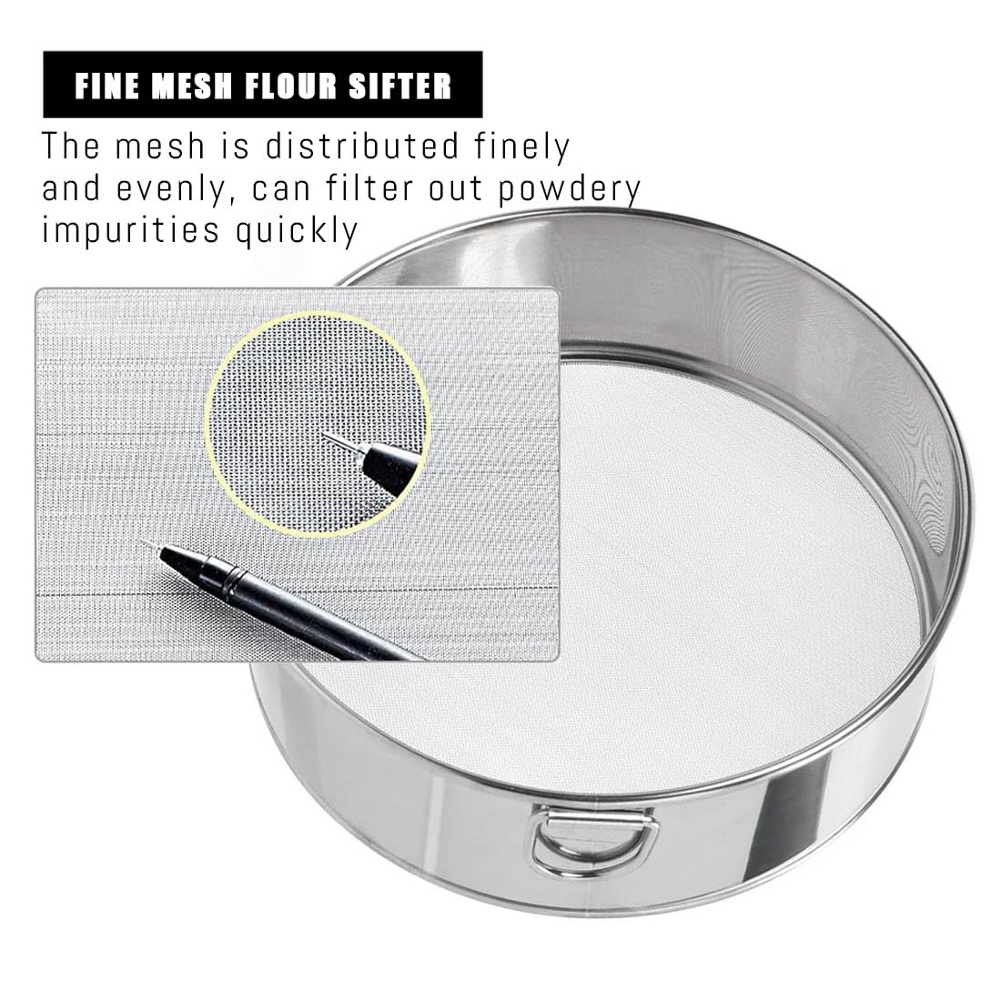 XIZAO fine-mesh strainer 60-mesh for cocoa and powdered sugar sifting