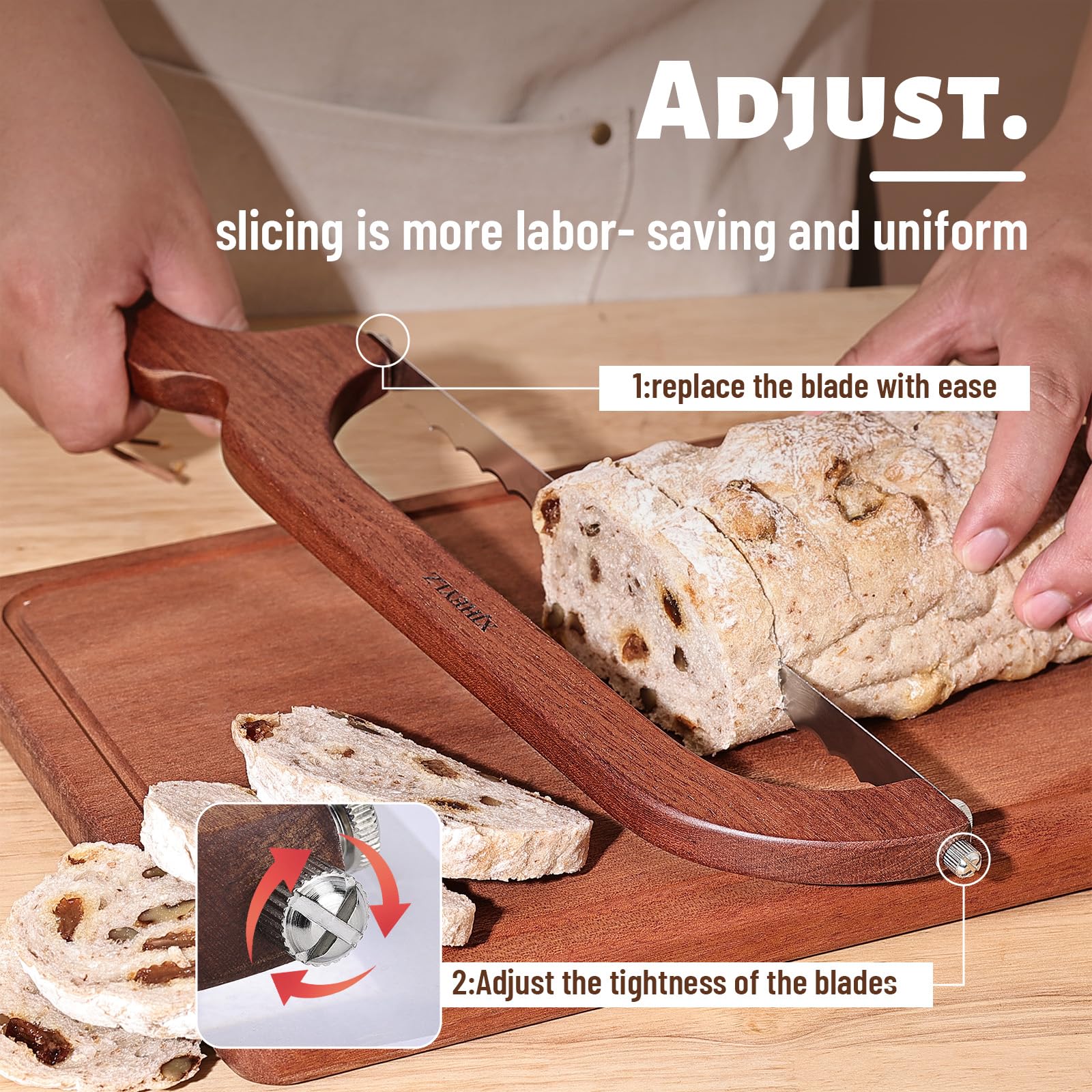 XJHEYLZ adjustable blade tightness for consistent bread slices.