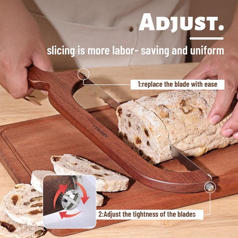 XJHEYLZ bread slicer adjustable tightness enables consistent cuts