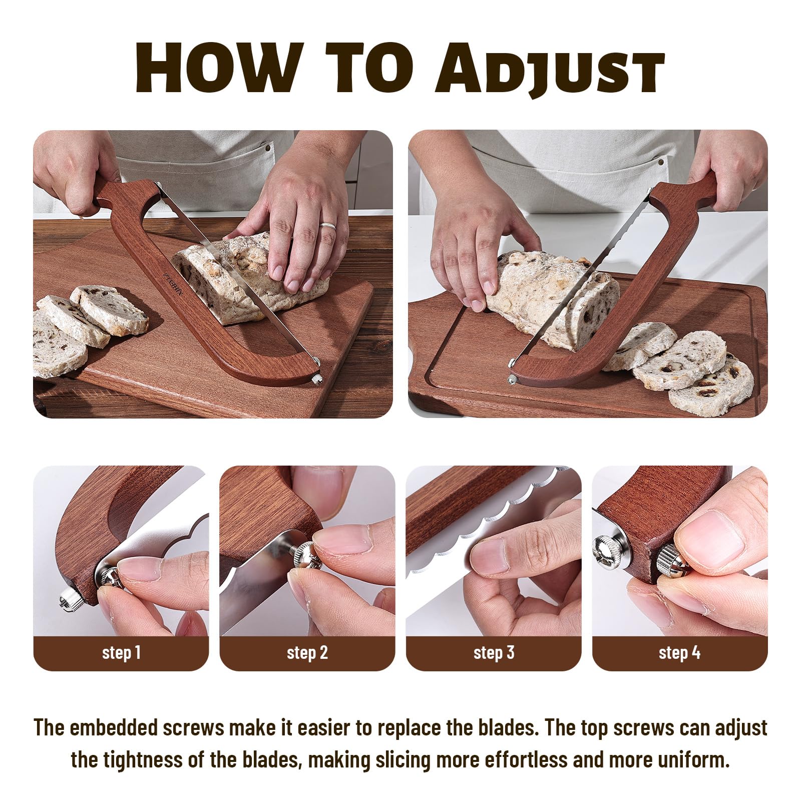 XJHEYLZ ergonomic sapele wood handle for comfortable grip.