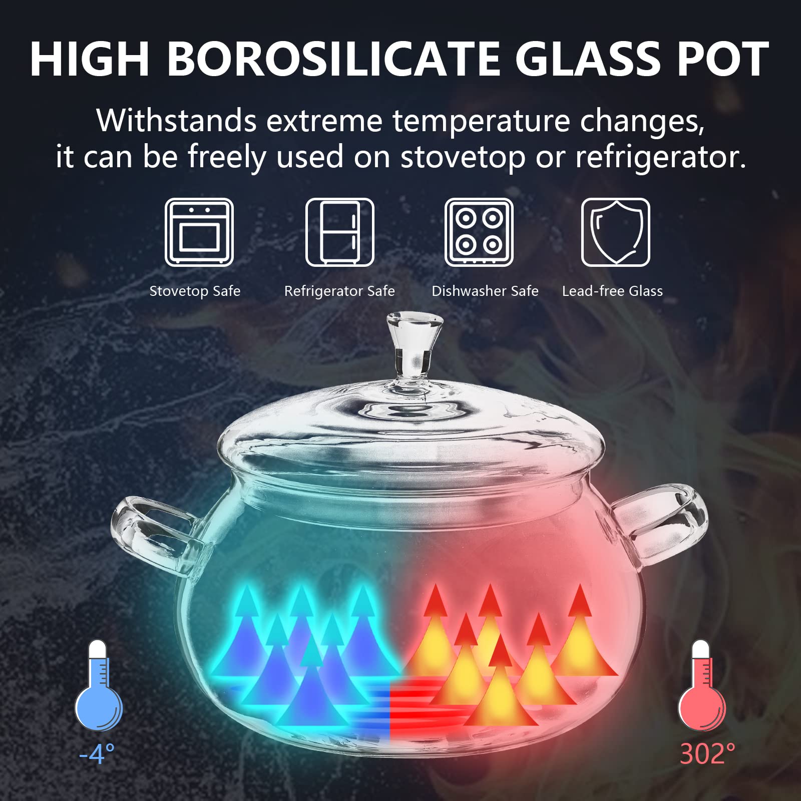 XJLVSV borosilicate glass—heat-resistant for safe simmering.