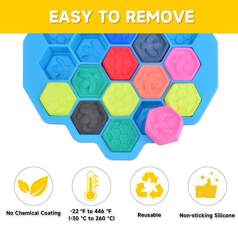 XJMWXHFC bee-pattern silicone mold blue close-up for ice cubes