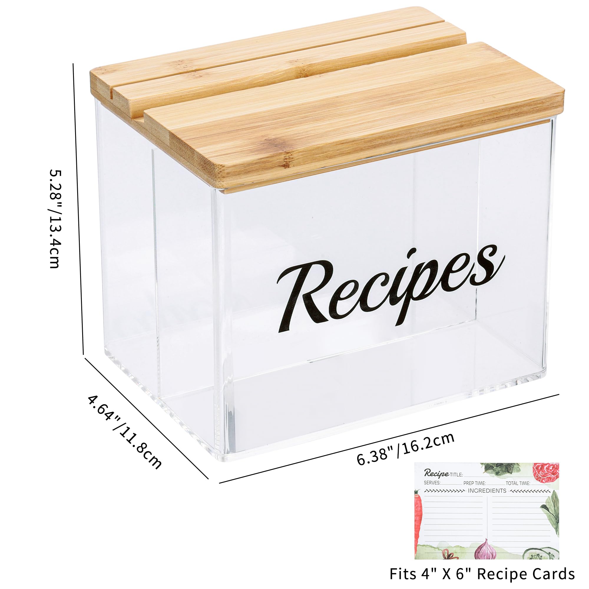XKDOUS clear acrylic box with lid protects recipes from dust