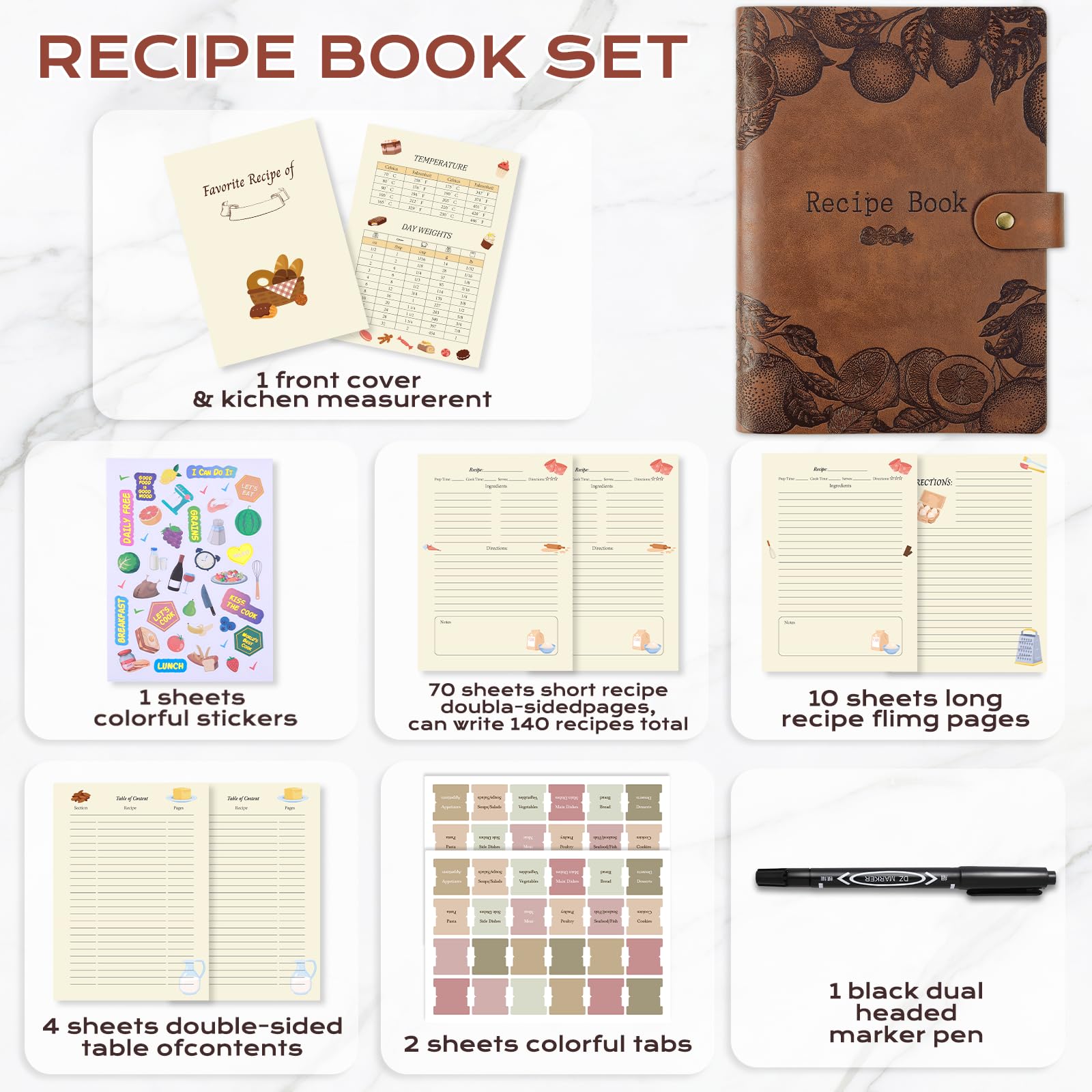 XKDOUS recipe book measurement page included for quick references