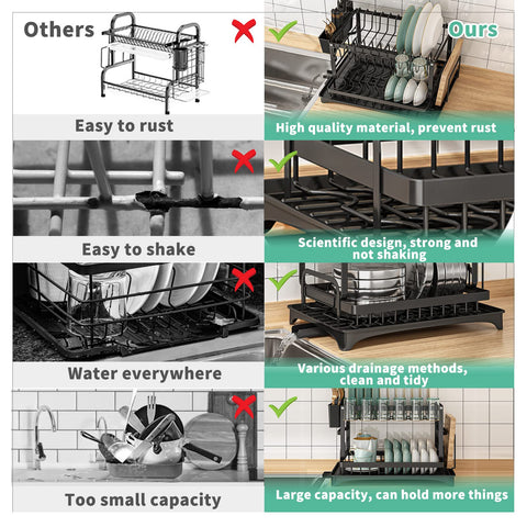XLMYS anti-rust nano-coated rack protects utensils and cookware.