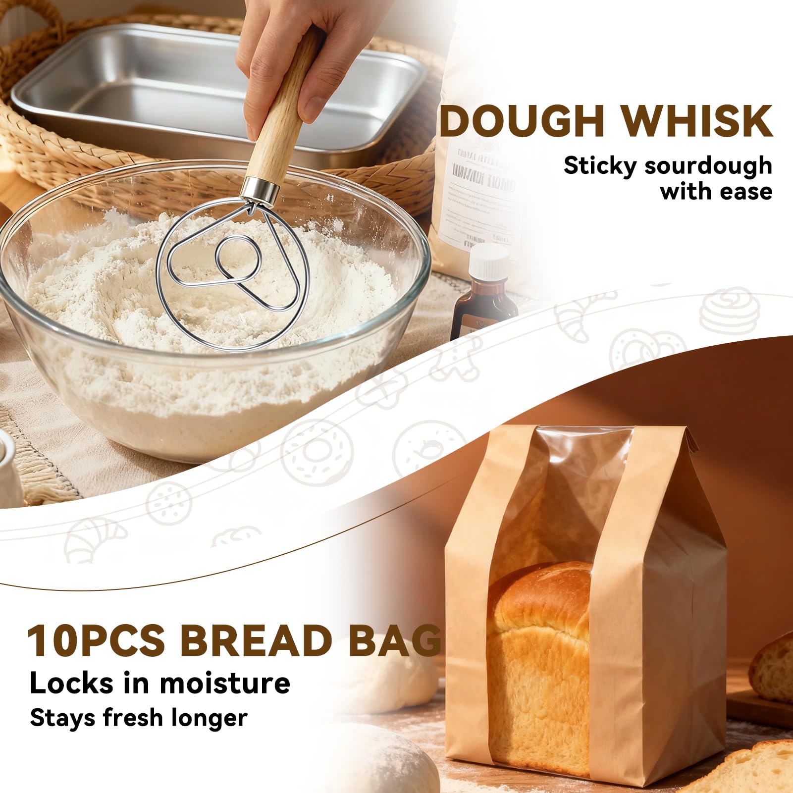 XLMYS sourdough starter kit bread sling for easy transfer from bowl to oven.