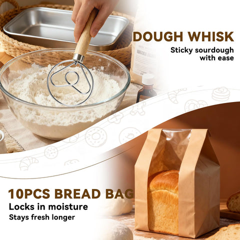 XLMYS sourdough starter kit bread sling for easy transfer from bowl to oven.