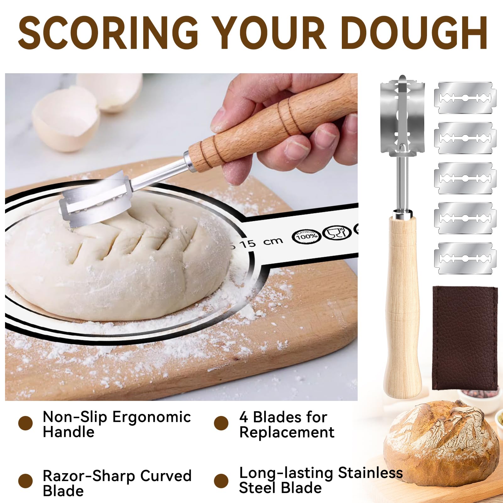 XLMYS sourdough starter kit Danish dough whisk speeds smooth mixing.