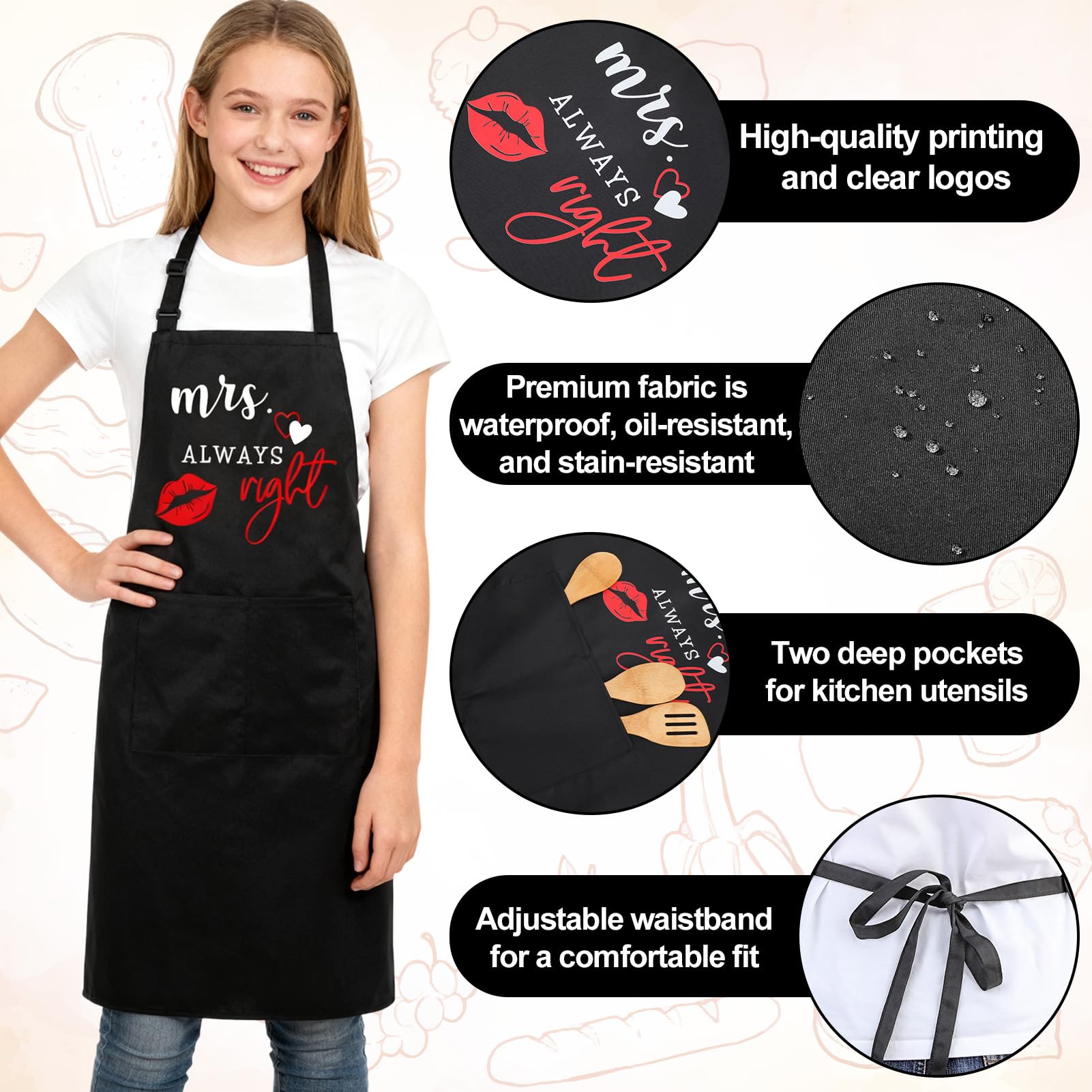 XLSXEXCL Adjustable neck strap apron for comfortable wear.