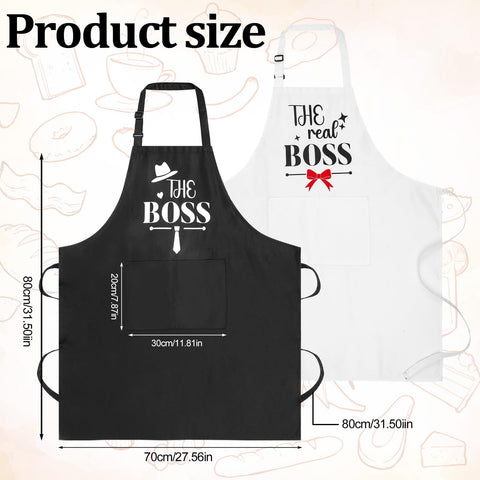 XLSXEXCL The Real Boss apron front view, adds playful authority to any kitchen task.