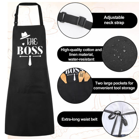 XLSXEXCL Couple aprons unite, matching set ideal for barbecues and baking.