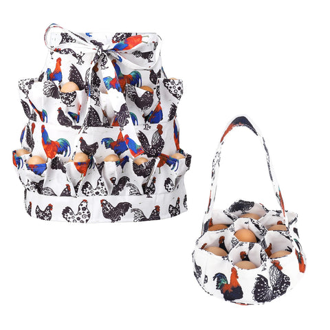 XLSXEXCL egg apron with deep pockets keeps eggs secure during harvest.