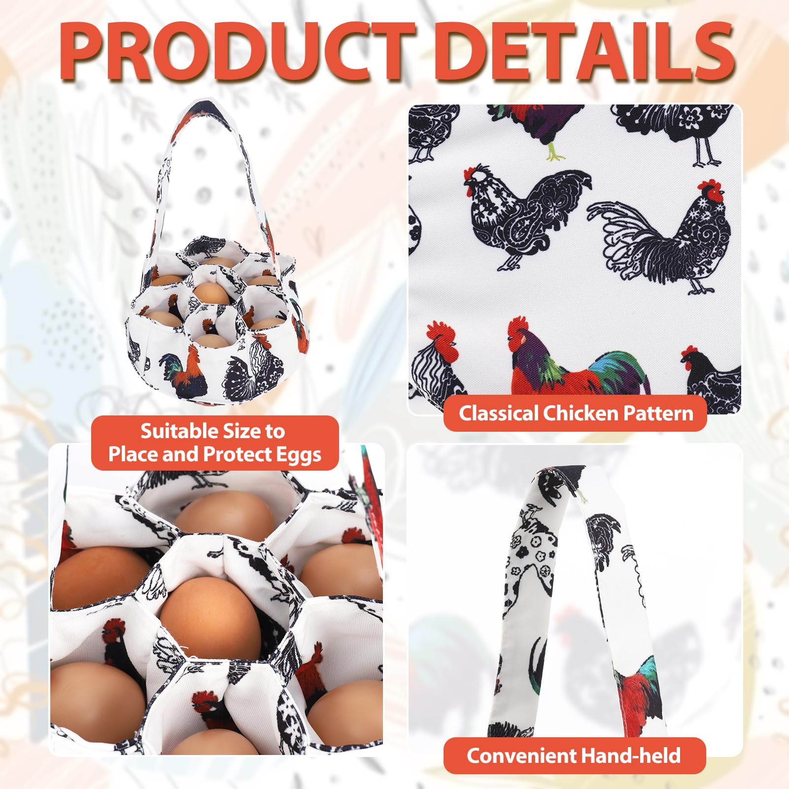 XLSXEXCL 12-pocket apron keeps eggs organized during collection.
