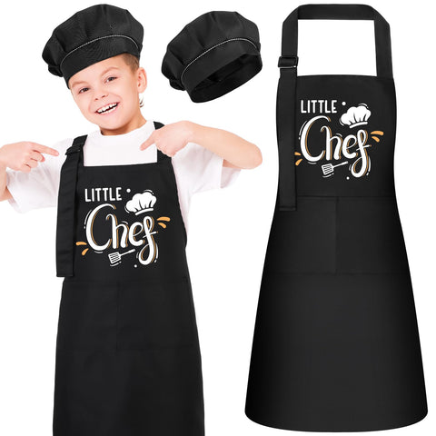 XLSXEXCL Little Chef apron front view with adjustable straps for growing kids.