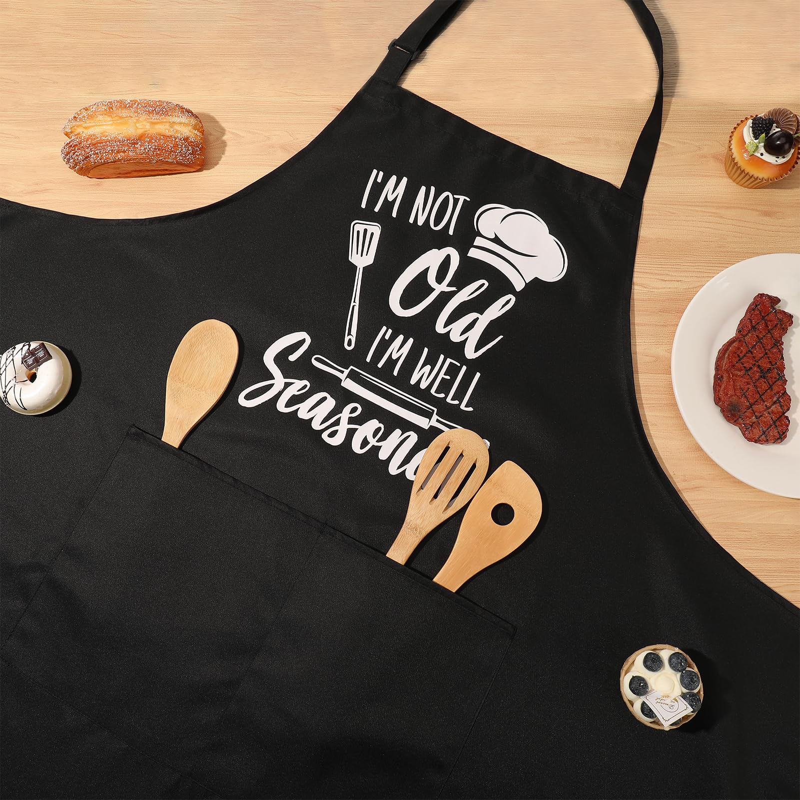 XLSXEXCL Plus Size Apron adjustable straps ensure comfortable fit.