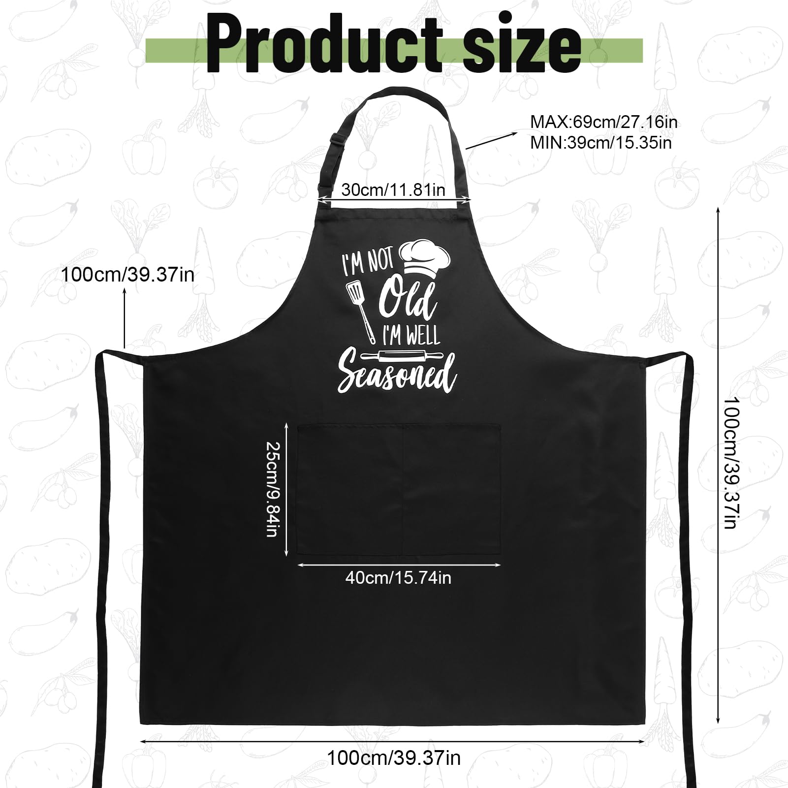 XLSXEXCL Plus Size Apron front with text adds personality to family meals.