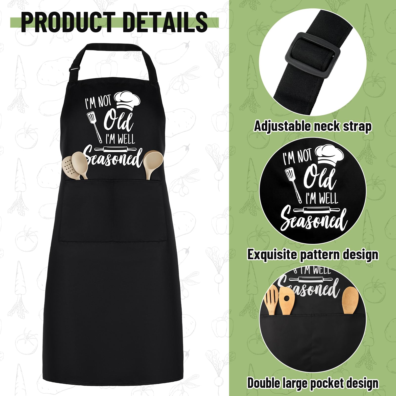 XLSXEXCL Plus Size Apron two pockets keeps tools within reach.