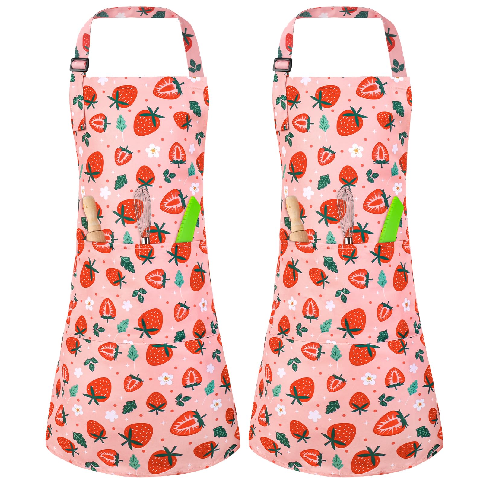 XLSXEXCL strawberry kids apron washable and durable for repeat use
