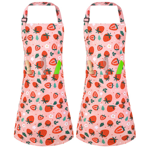 XLSXEXCL strawberry kids apron washable and durable for repeat use