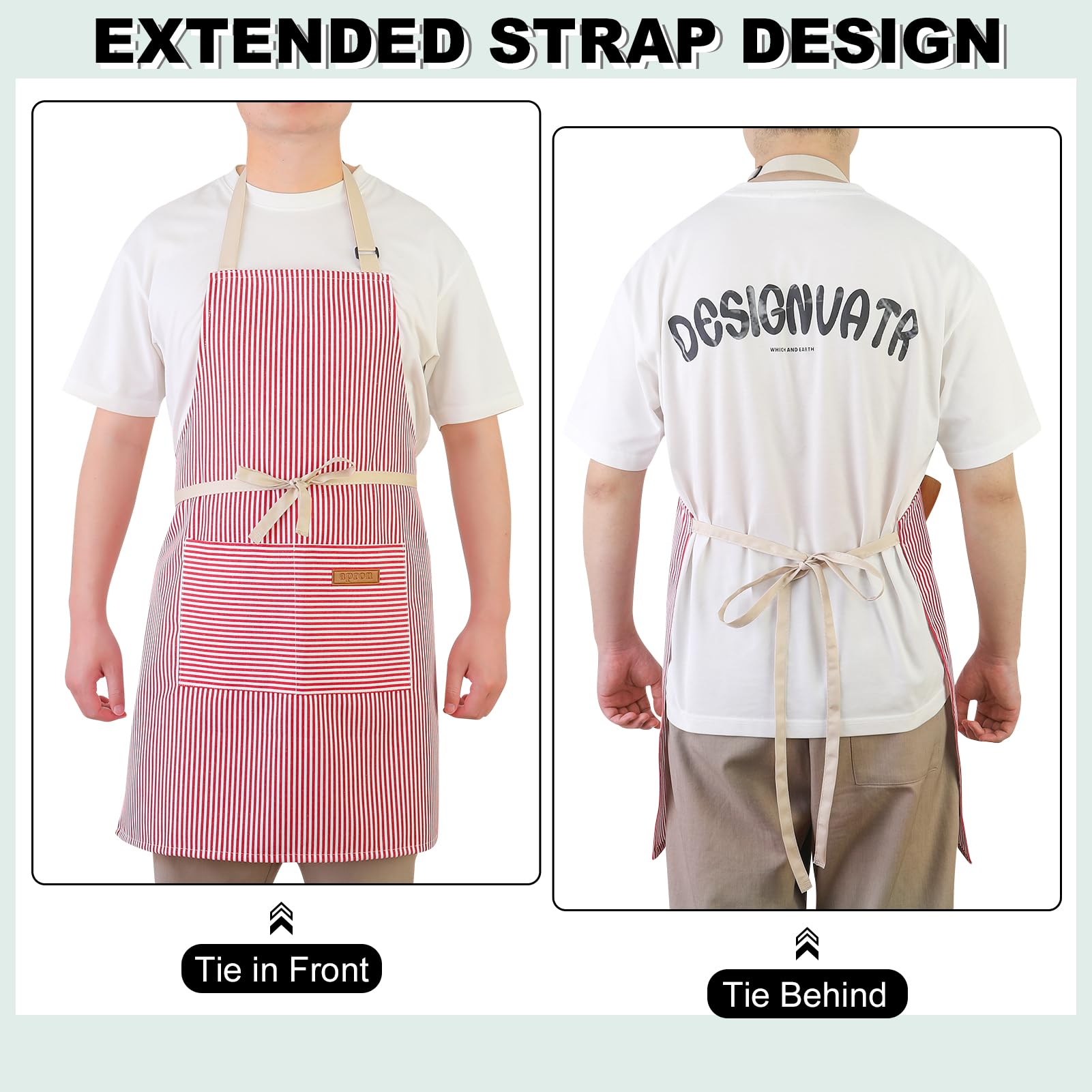 XLSXEXCL striped apron draped image showcases versatile home cooking and crafting use.