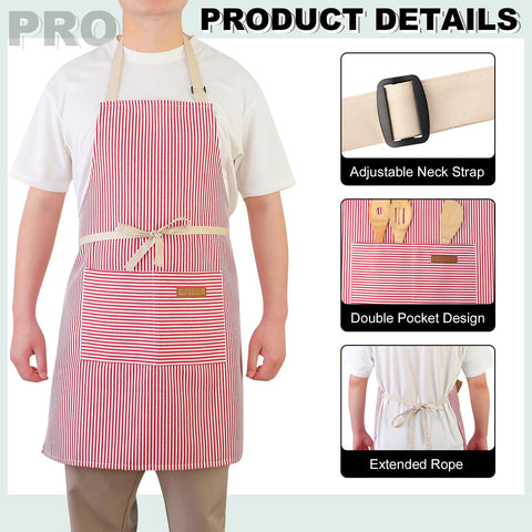 XLSXEXCL striped apron neck adjustment demonstrates comfortable fit for all sizes.