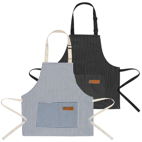 XLSXEXCL stripes kids apron black adjustable ties for easy fit