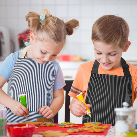 XLSXEXCL stripes kids apron black pockets for painting supplies
