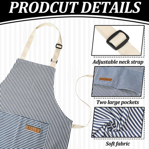 XLSXEXCL stripes kids apron blue adjustable waist for growing kids