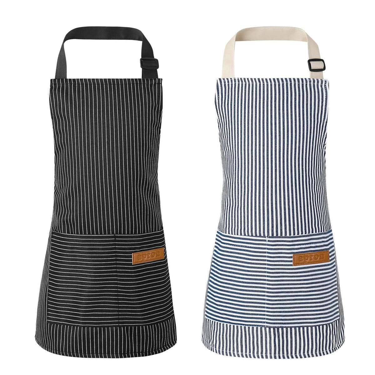 XLSXEXCL stripes kids apron blue front view protects clothes during cooking