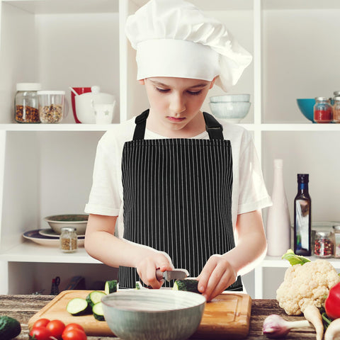 XLSXEXCL stripes kids apron care is machine washable for easy cleaning